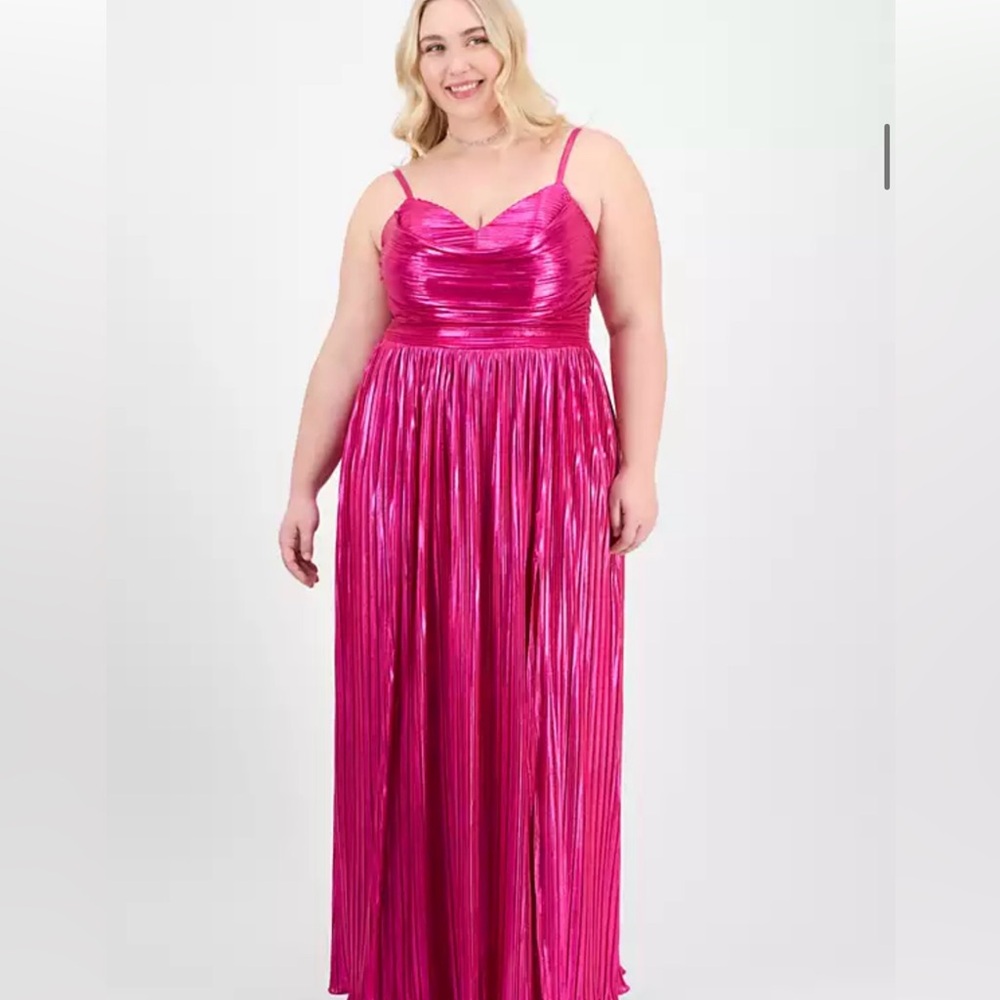 City Studio Women's Size 16W Pink Metallic Dress